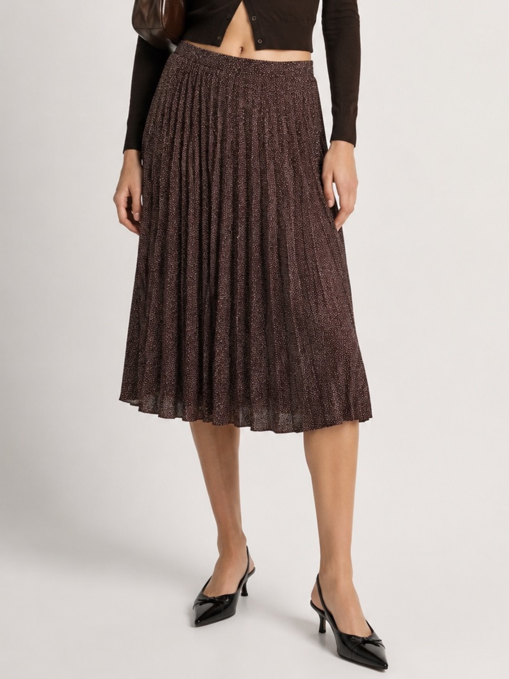 J Crew Pleated Midi Dot Pattern Skirt